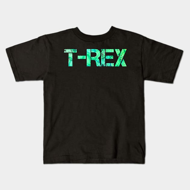 Teal 'T-REX' Typography Design Kids T-Shirt by StylishTayla